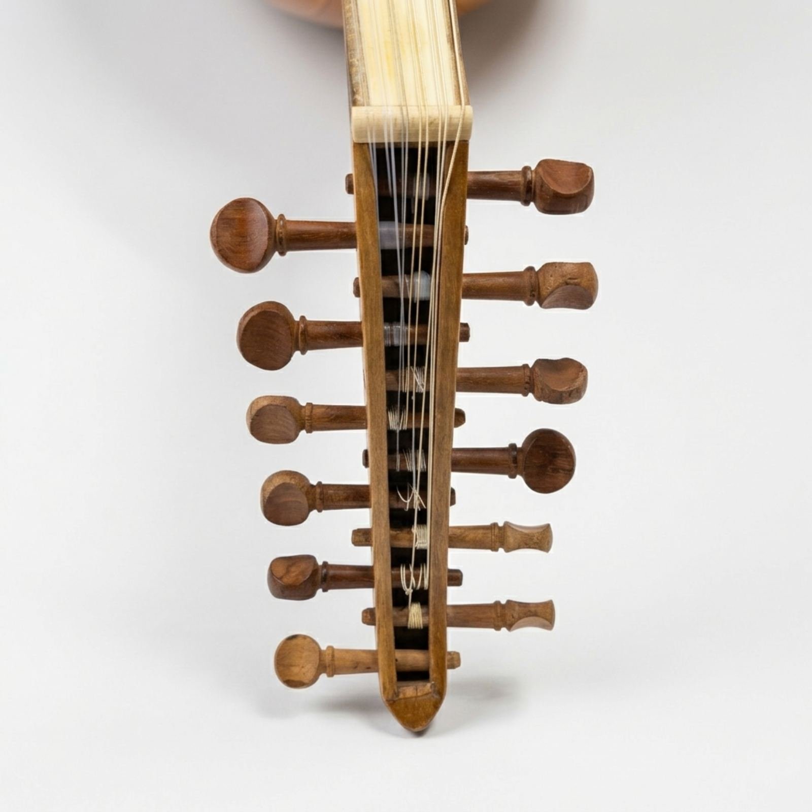 Front view of Mahmoud Safi 1957 Oud pegbox